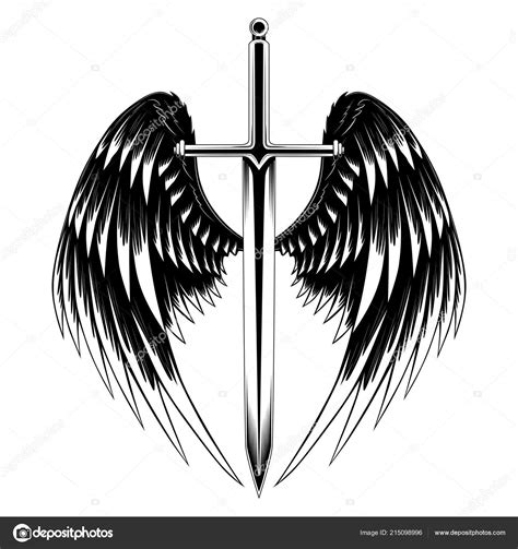 angel wings and sword|tribal angel sword drawing.